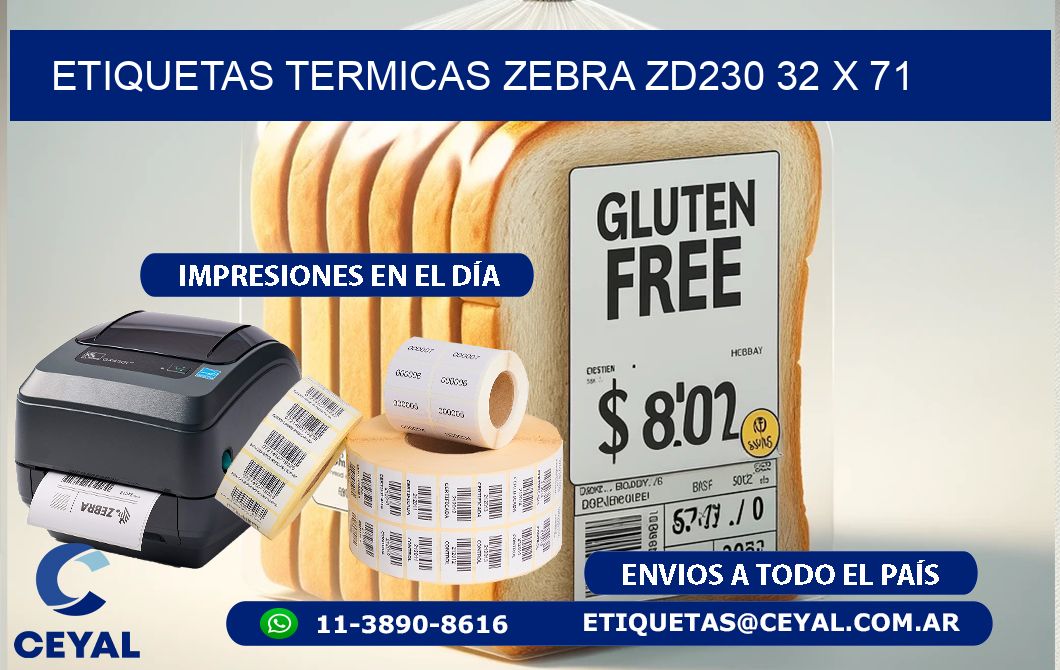 ETIQUETAS TERMICAS ZEBRA ZD230 32 x 71