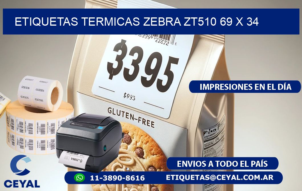 ETIQUETAS TERMICAS ZEBRA ZT510 69 x 34