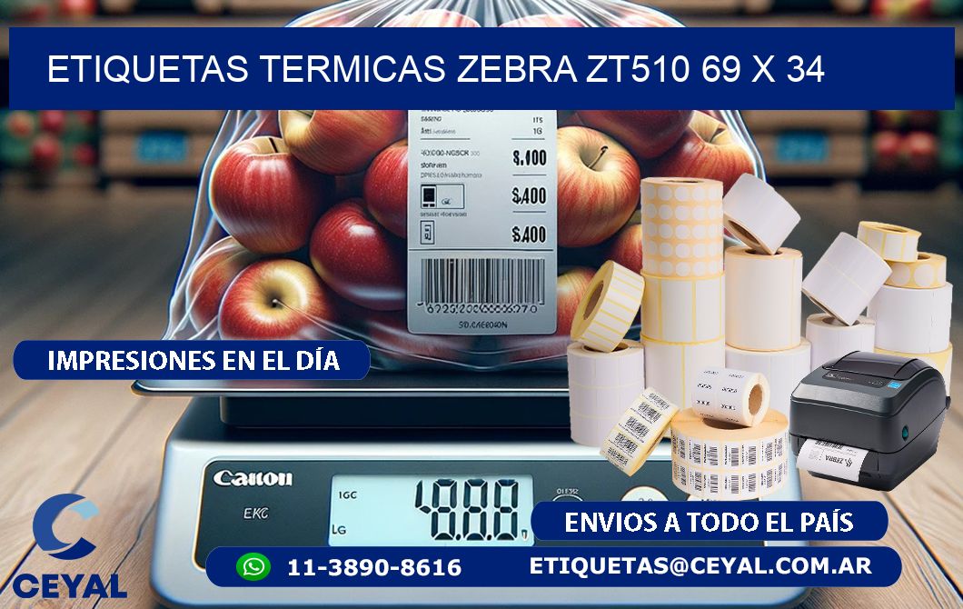 ETIQUETAS TERMICAS ZEBRA ZT510 69 x 34