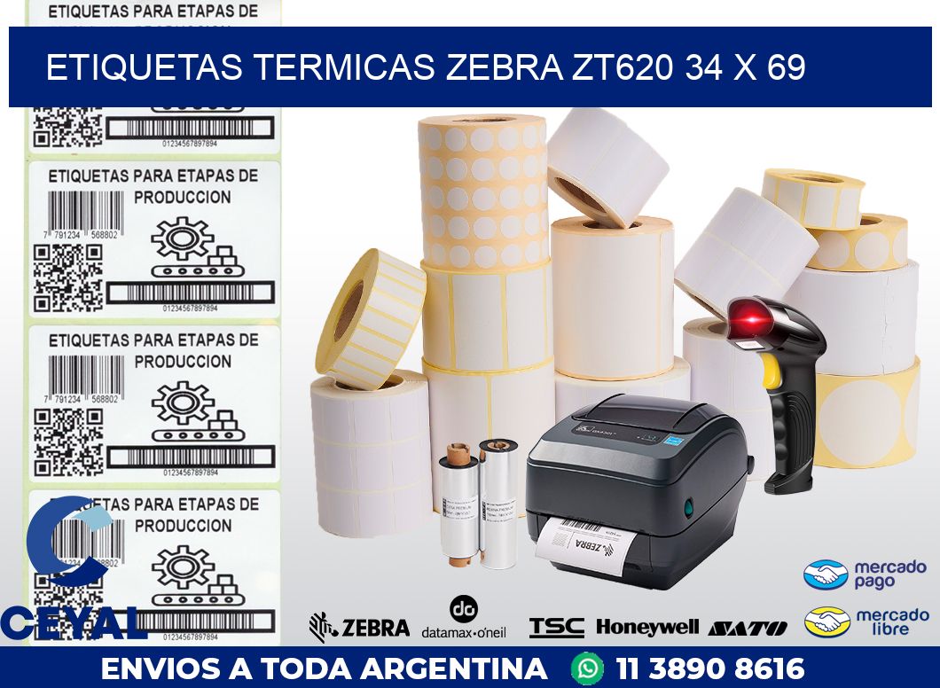 ETIQUETAS TERMICAS ZEBRA ZT620 34 x 69
