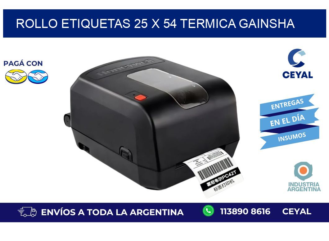 Rollo etiquetas 25 x 54 termica gainsha