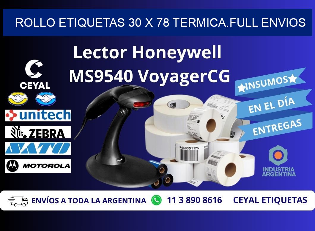 Rollo etiquetas 30 x 78 termica.full envios