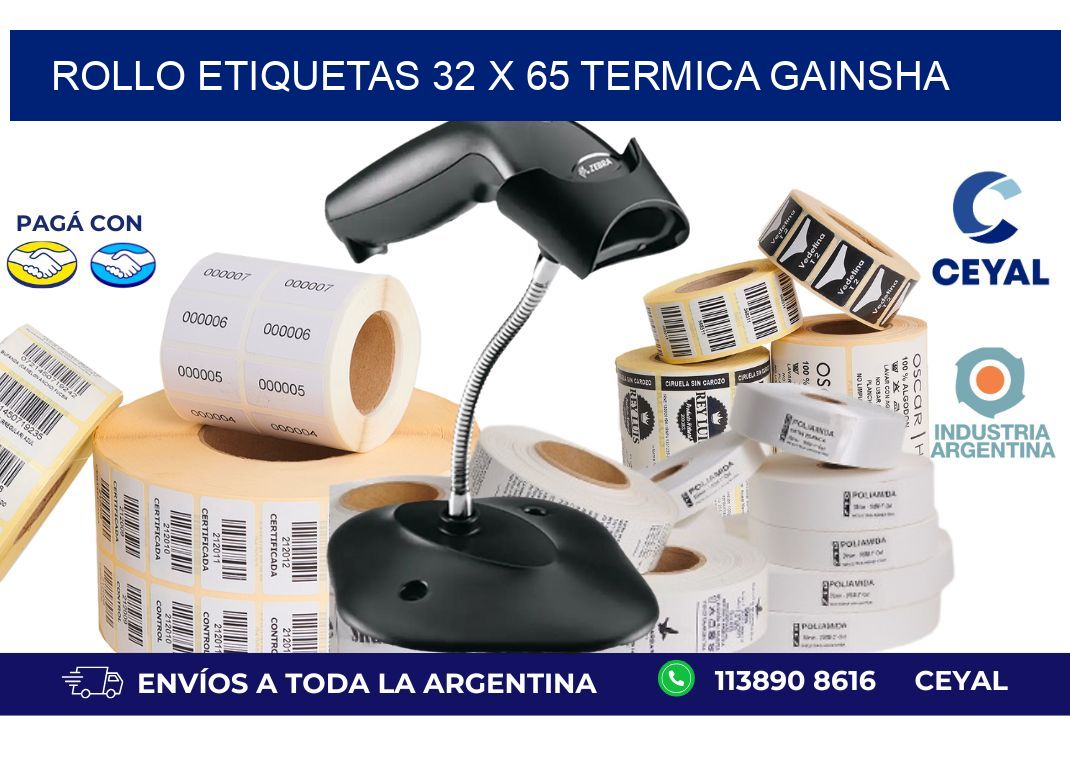 Rollo etiquetas 32 x 65 termica gainsha