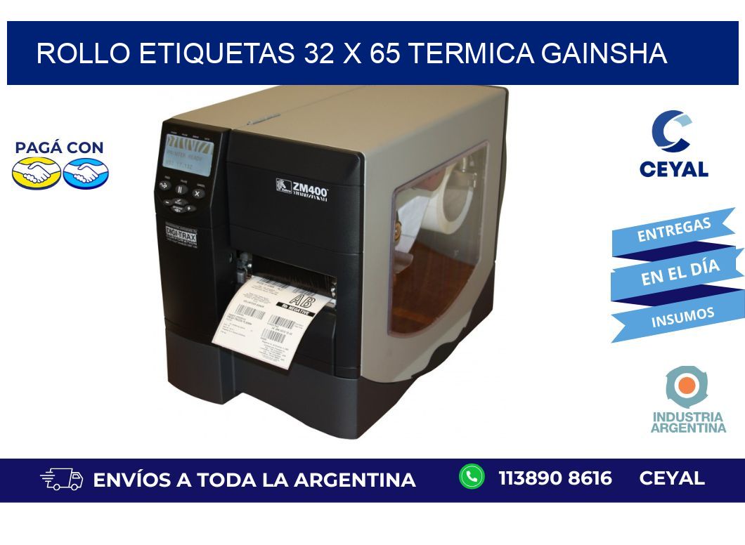 Rollo etiquetas 32 x 65 termica gainsha