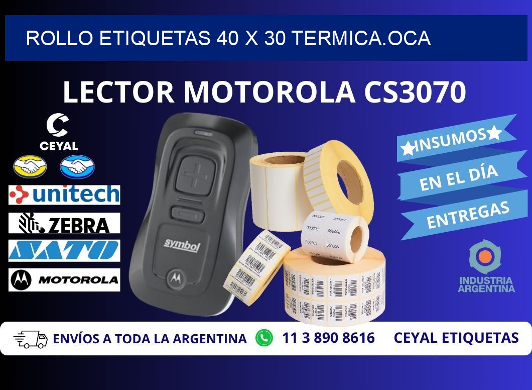 Rollo etiquetas 40 x 30 termica.OCA