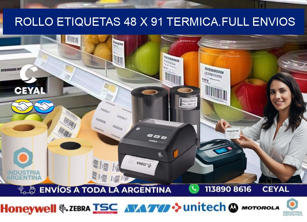 Rollo etiquetas 48 x 91 termica.full envios