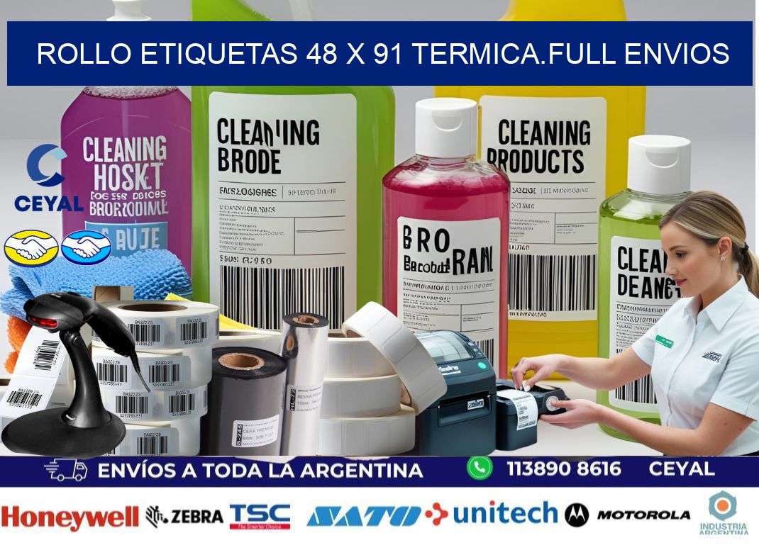 Rollo etiquetas 48 x 91 termica.full envios