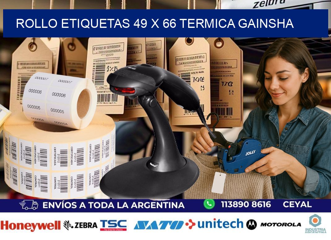 Rollo etiquetas 49 x 66 termica gainsha