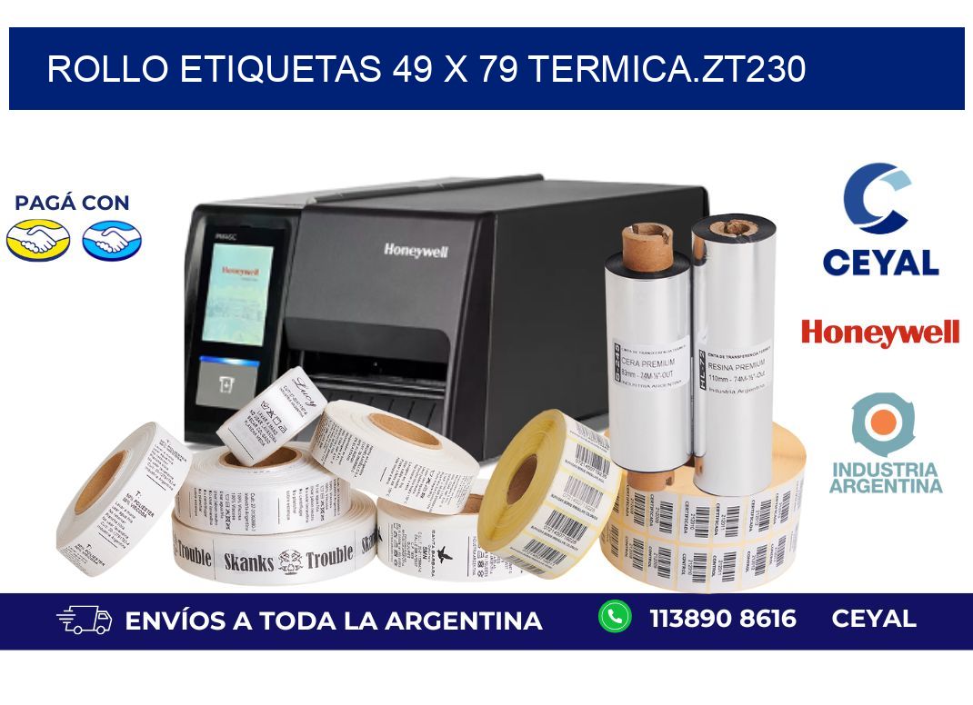 Rollo etiquetas 49 x 79 termica.zt230