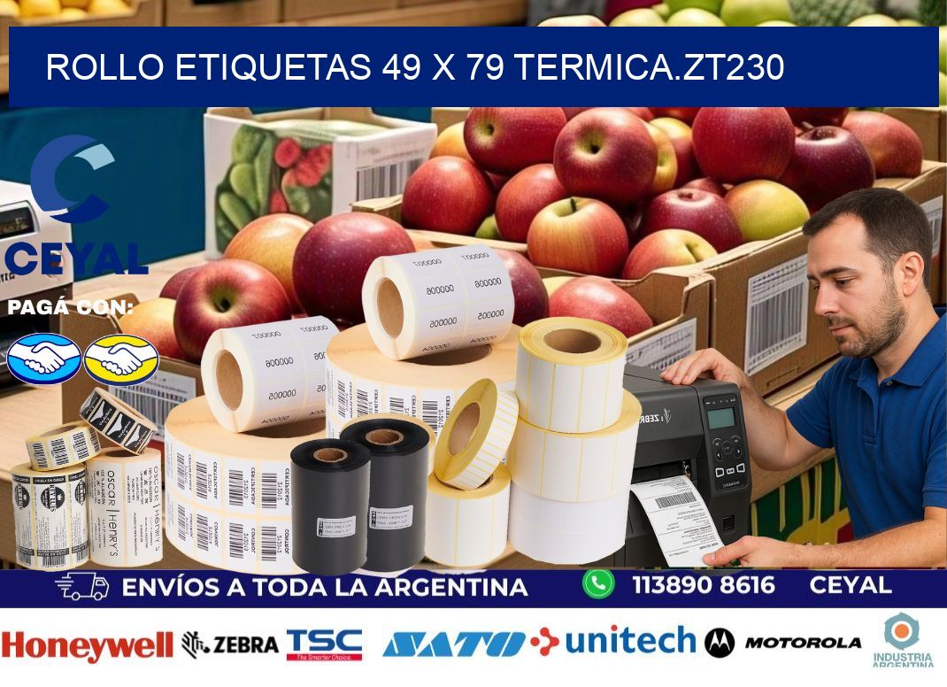 Rollo etiquetas 49 x 79 termica.zt230