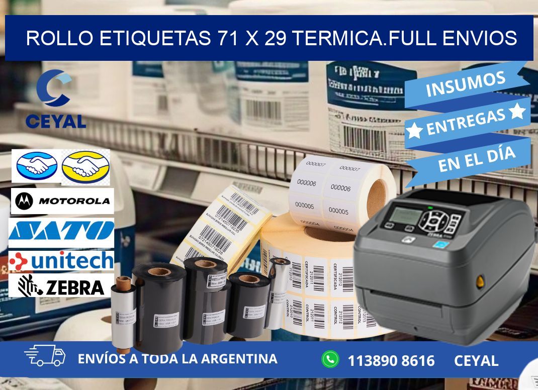 Rollo etiquetas 71 x 29 termica.full envios