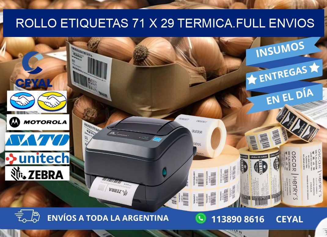 Rollo etiquetas 71 x 29 termica.full envios