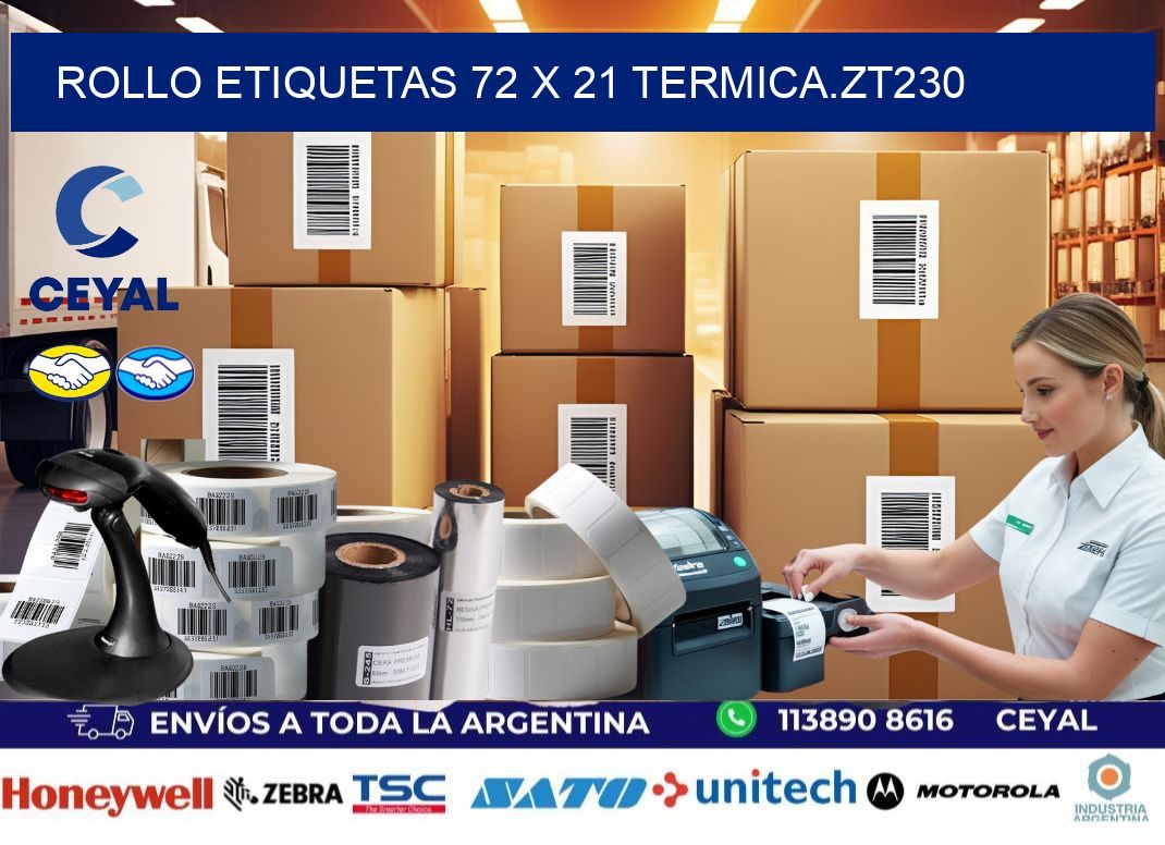Rollo etiquetas 72 x 21 termica.zt230