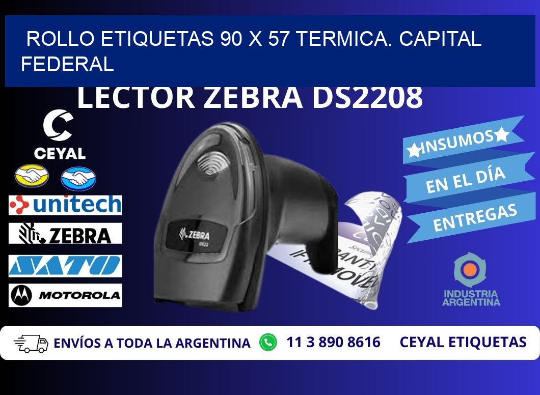 Rollo etiquetas 90 x 57 termica. Capital Federal