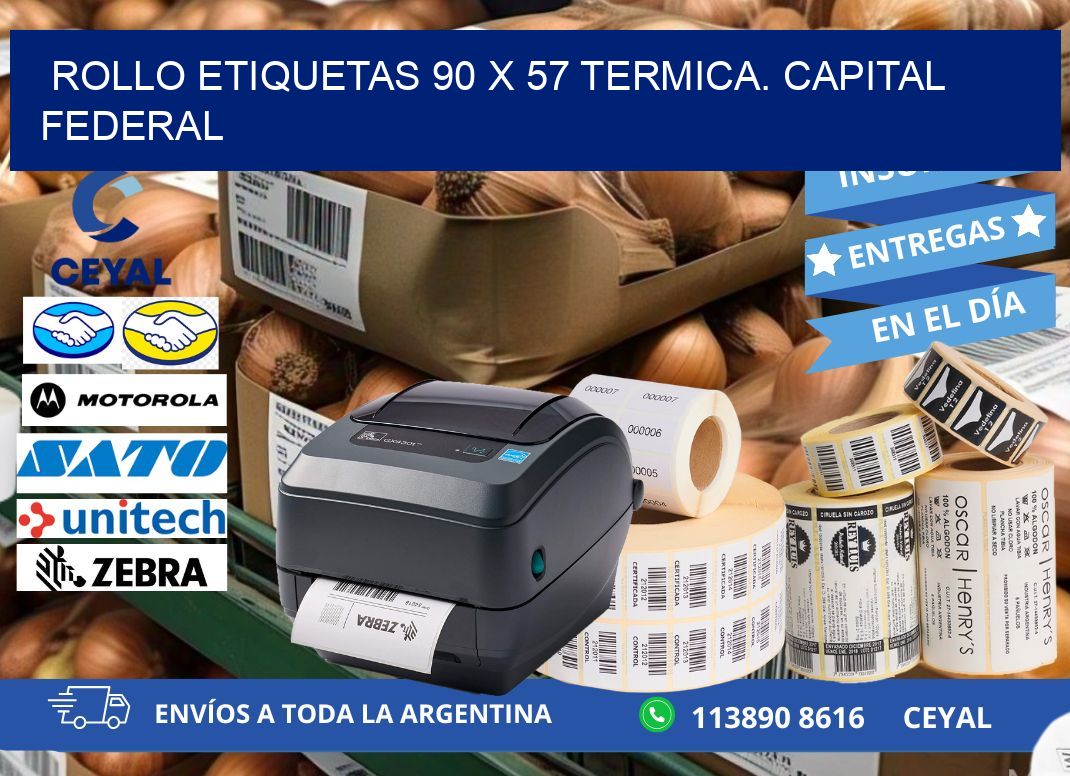 Rollo etiquetas 90 x 57 termica. Capital Federal