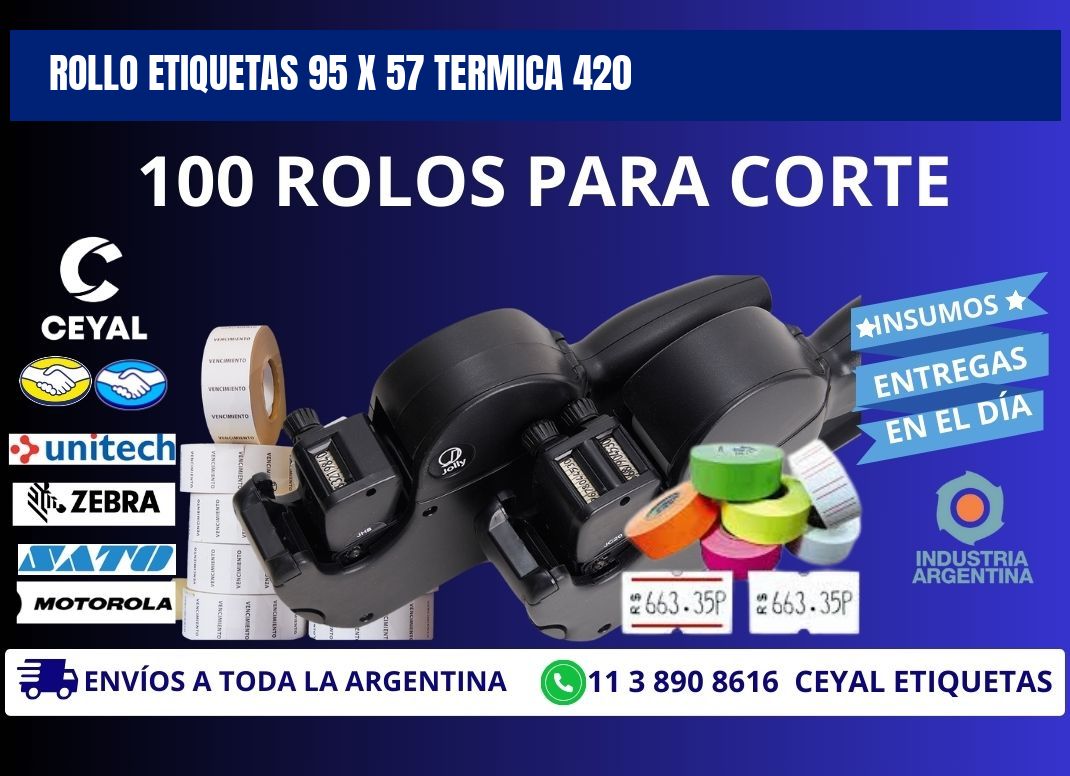 Rollo etiquetas 95 x 57 termica 420