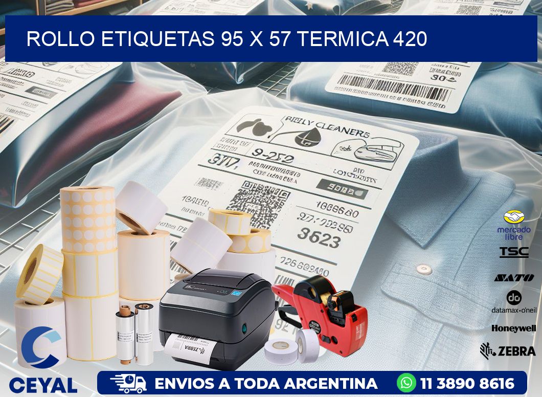 Rollo etiquetas 95 x 57 termica 420