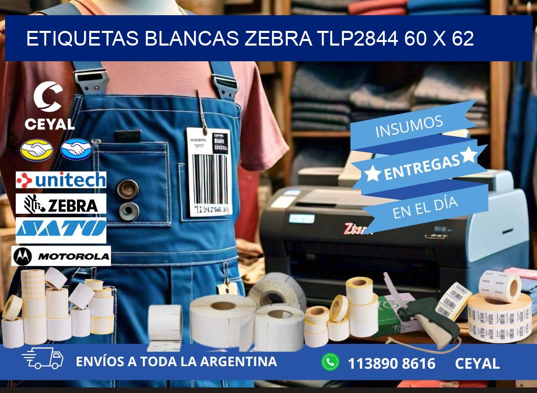 ETIQUETAS BLANCAS ZEBRA TLP2844 60 x 62