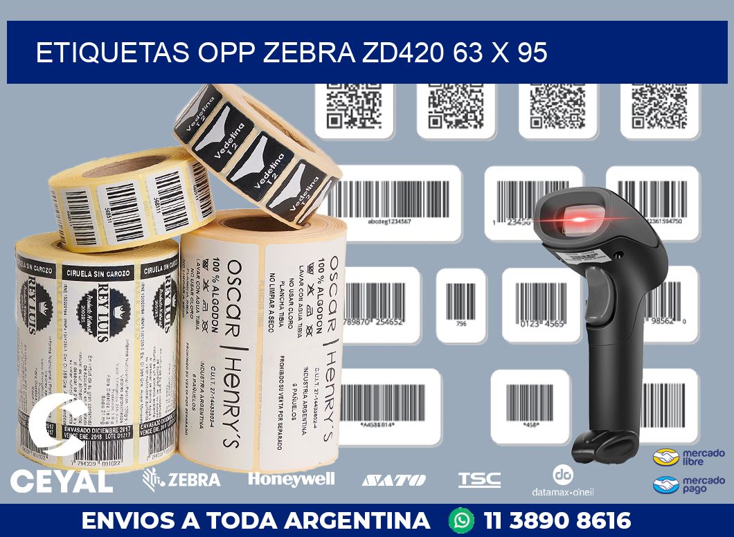 ETIQUETAS OPP ZEBRA ZD420 63 x 95