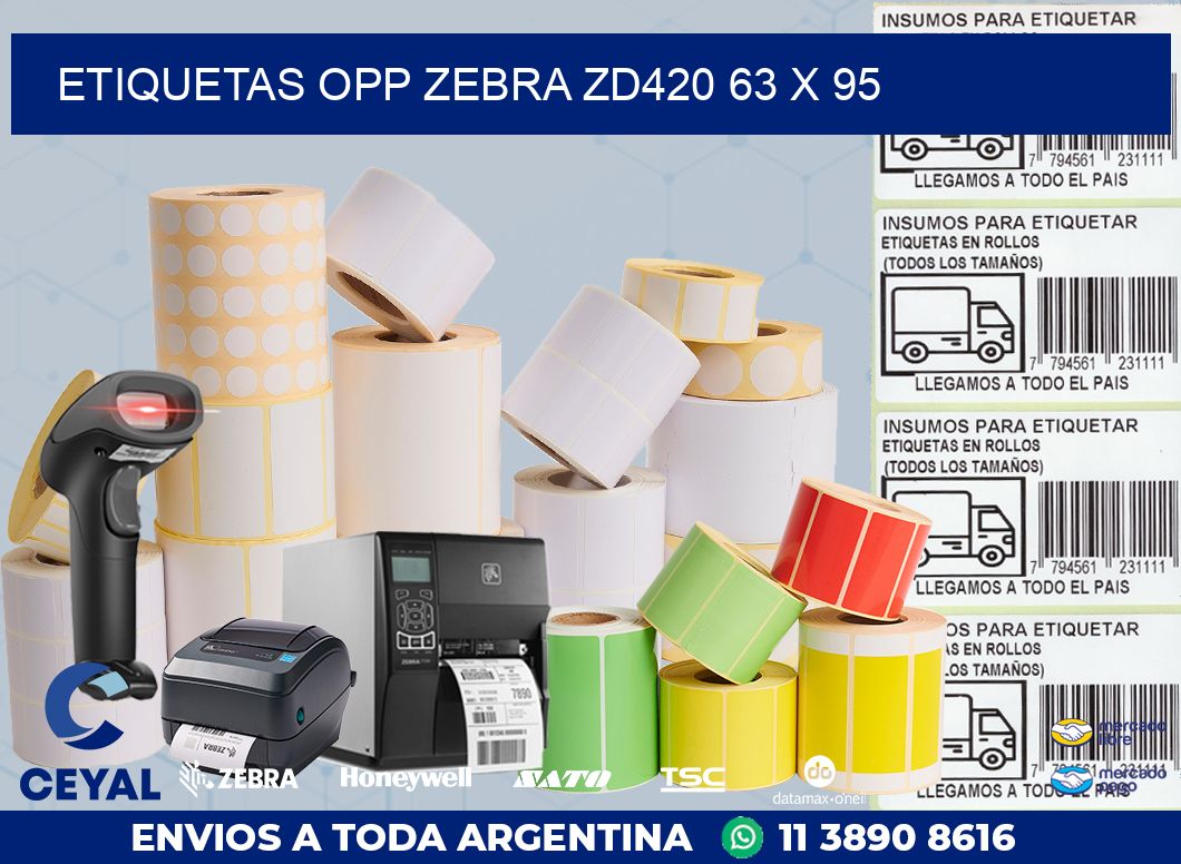 ETIQUETAS OPP ZEBRA ZD420 63 x 95
