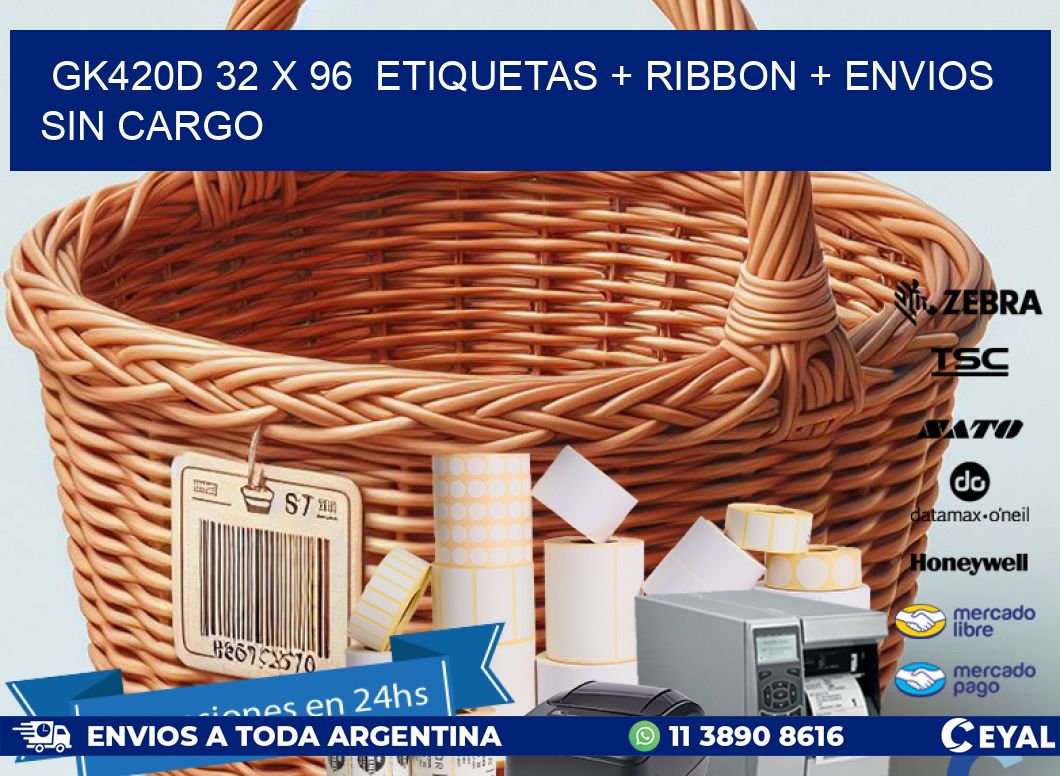 GK420D 32 x 96 etiquetas + ribbon + envios sin cargo