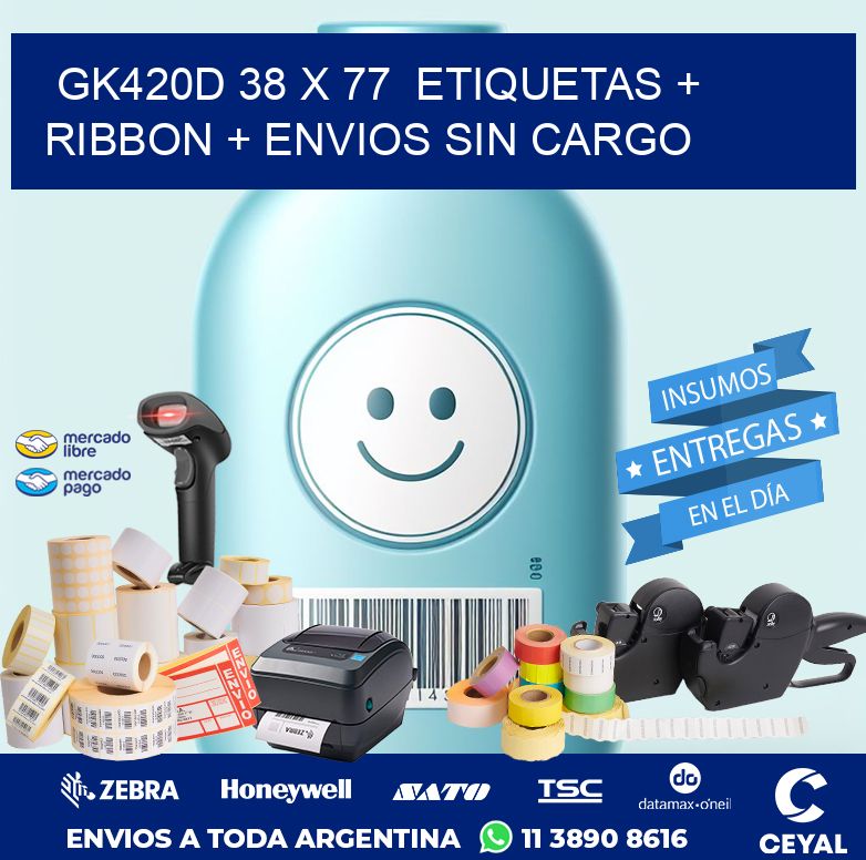 GK420D 38 x 77 etiquetas + ribbon + envios sin cargo