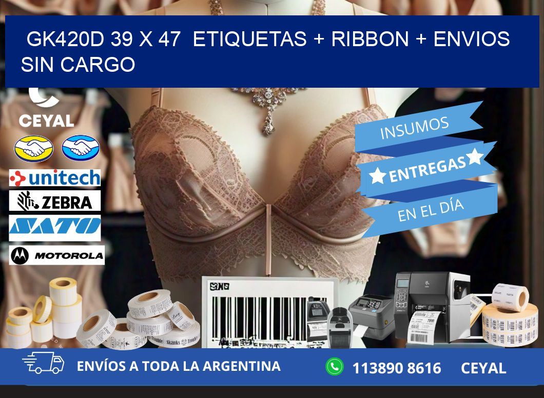 GK420D 39 x 47 etiquetas + ribbon + envios sin cargo