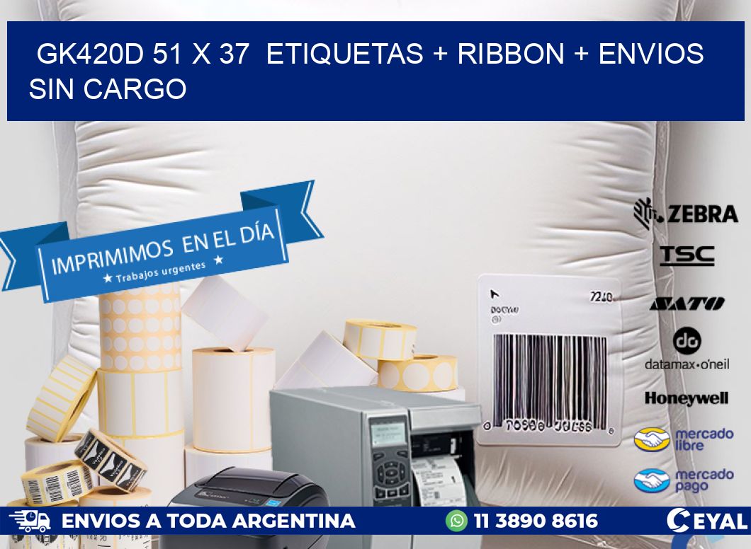 GK420D 51 x 37 etiquetas + ribbon + envios sin cargo