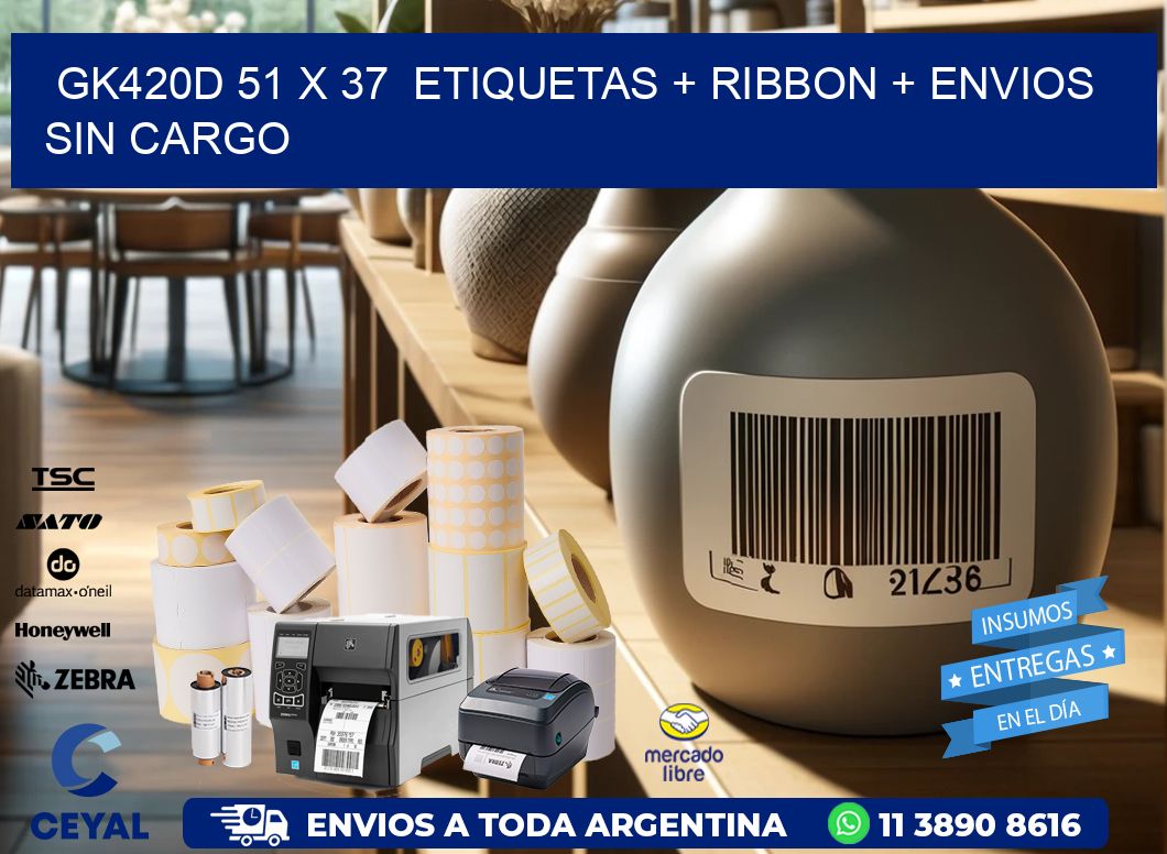 GK420D 51 x 37 etiquetas + ribbon + envios sin cargo