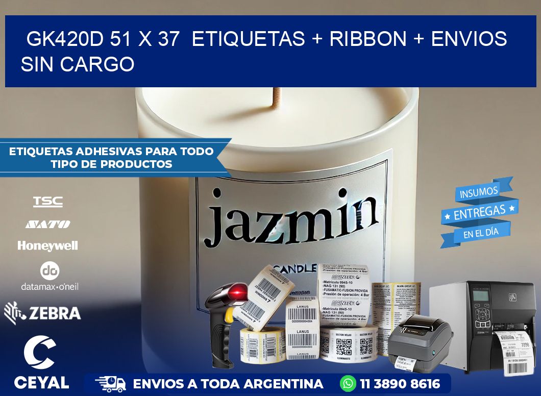 GK420D 51 x 37  etiquetas + ribbon + envios sin cargo
