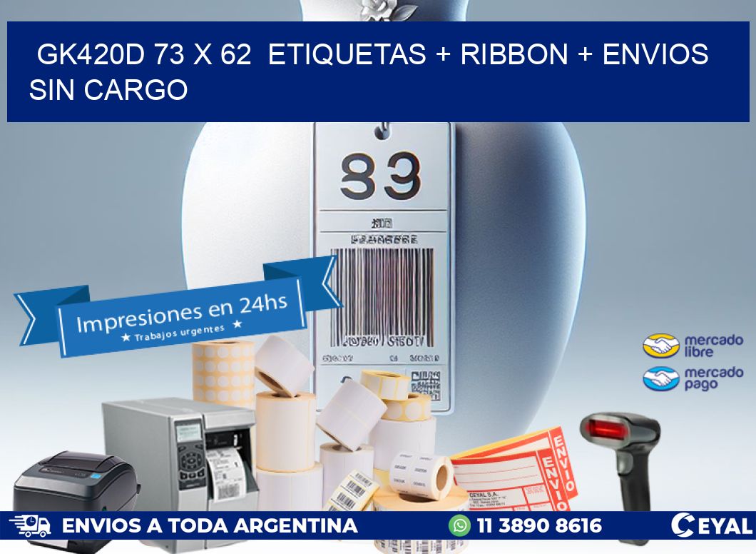 GK420D 73 x 62 etiquetas + ribbon + envios sin cargo