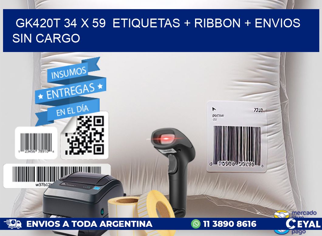 GK420T 34 x 59 etiquetas + ribbon + envios sin cargo