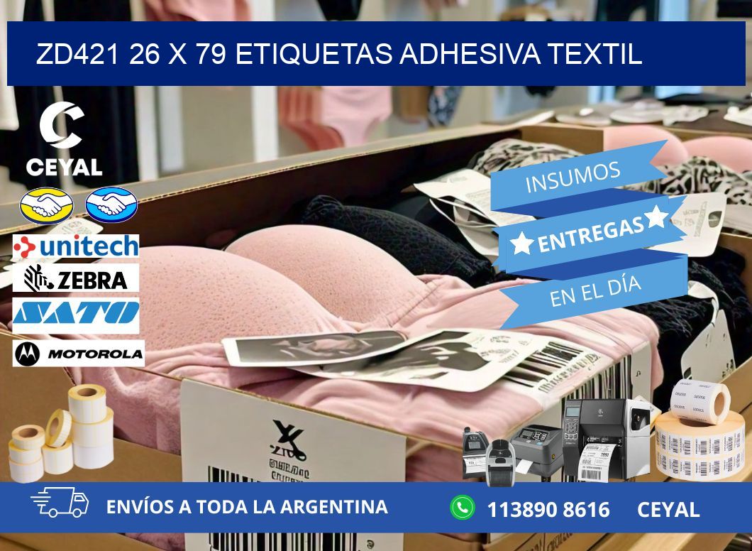 ZD421 26 x 79 ETIQUETAS ADHESIVA TEXTIL