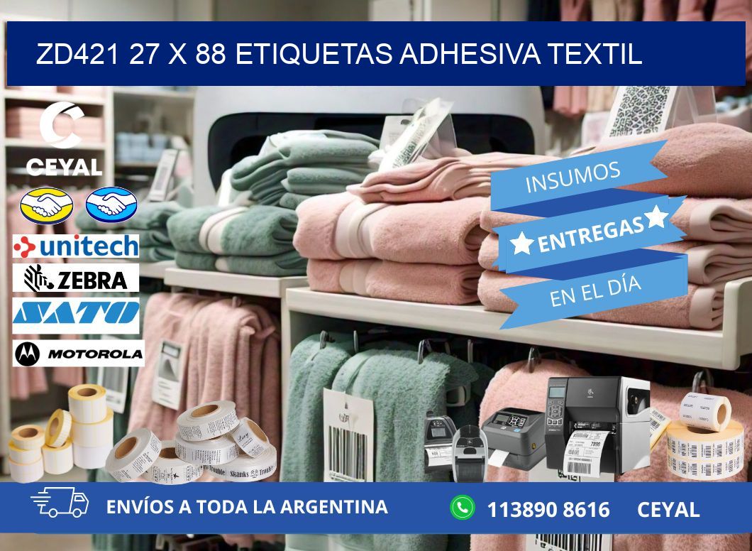 ZD421 27 x 88 ETIQUETAS ADHESIVA TEXTIL