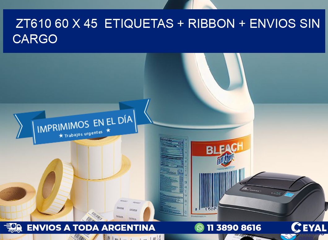ZT610 60 x 45 etiquetas + ribbon + envios sin cargo