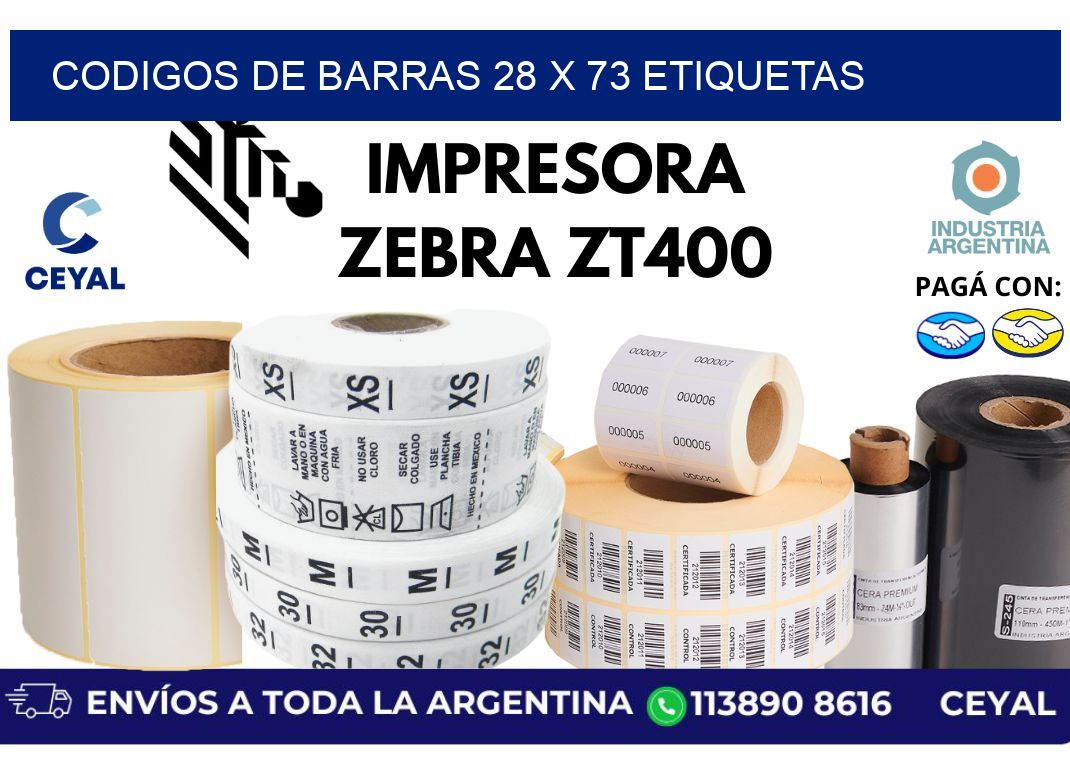 codigos de barras 28 x 73 etiquetas