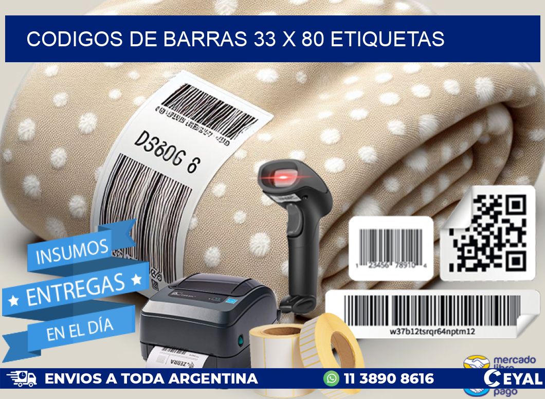 codigos de barras 33 x 80 etiquetas