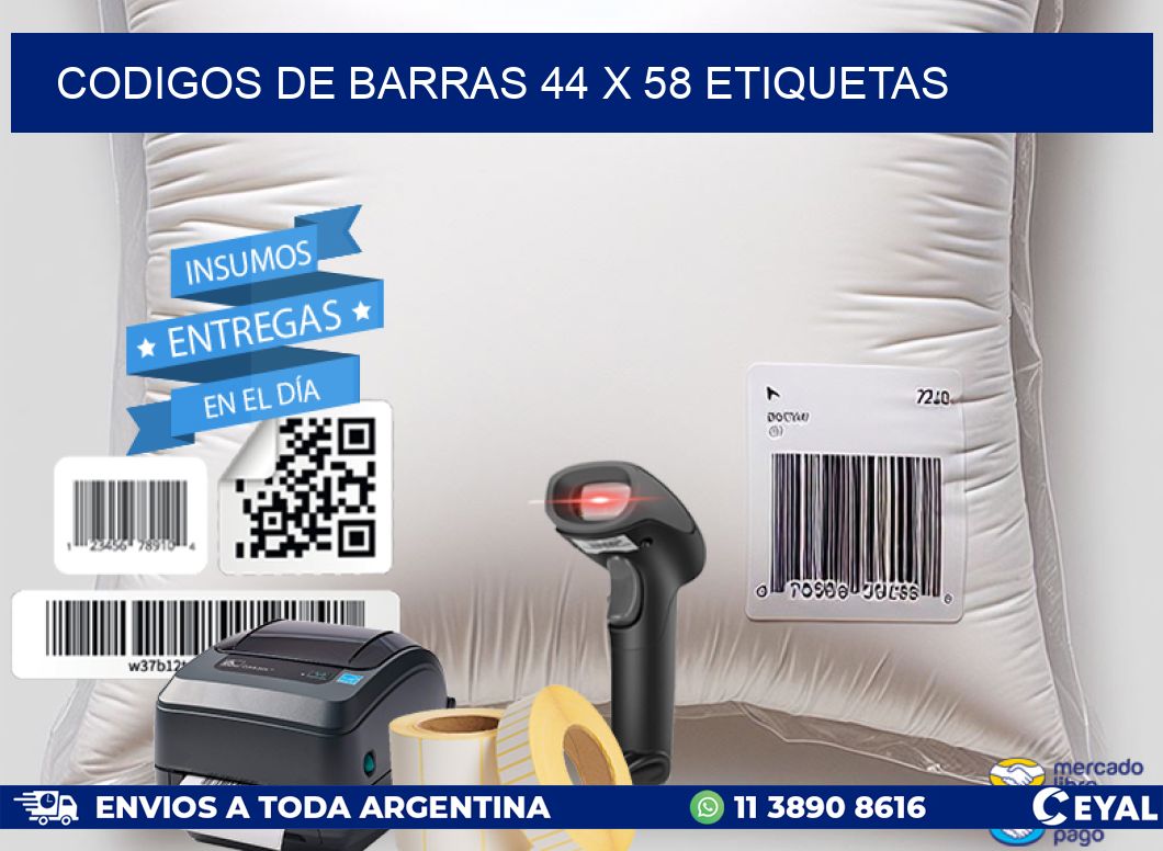 codigos de barras 44 x 58 etiquetas