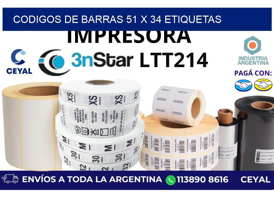 codigos de barras 51 x 34 etiquetas