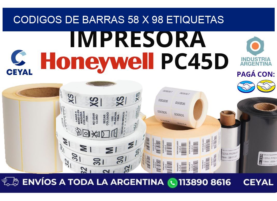 codigos de barras 58 x 98 etiquetas