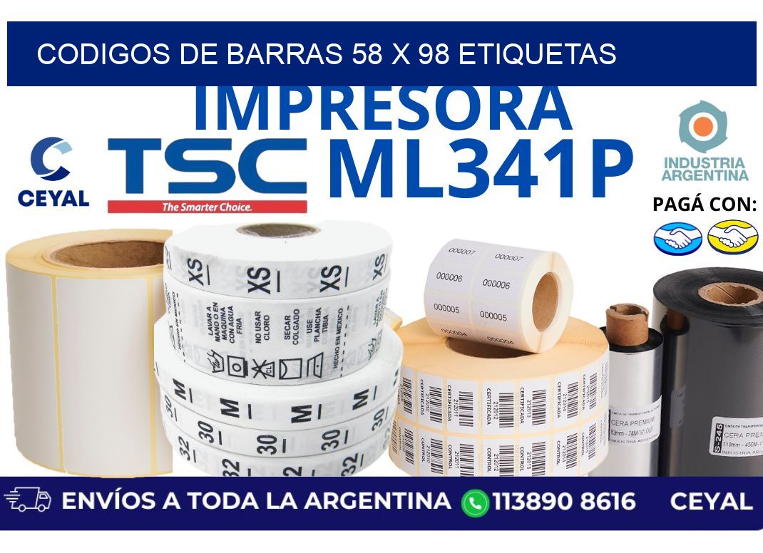 codigos de barras 58 x 98 etiquetas