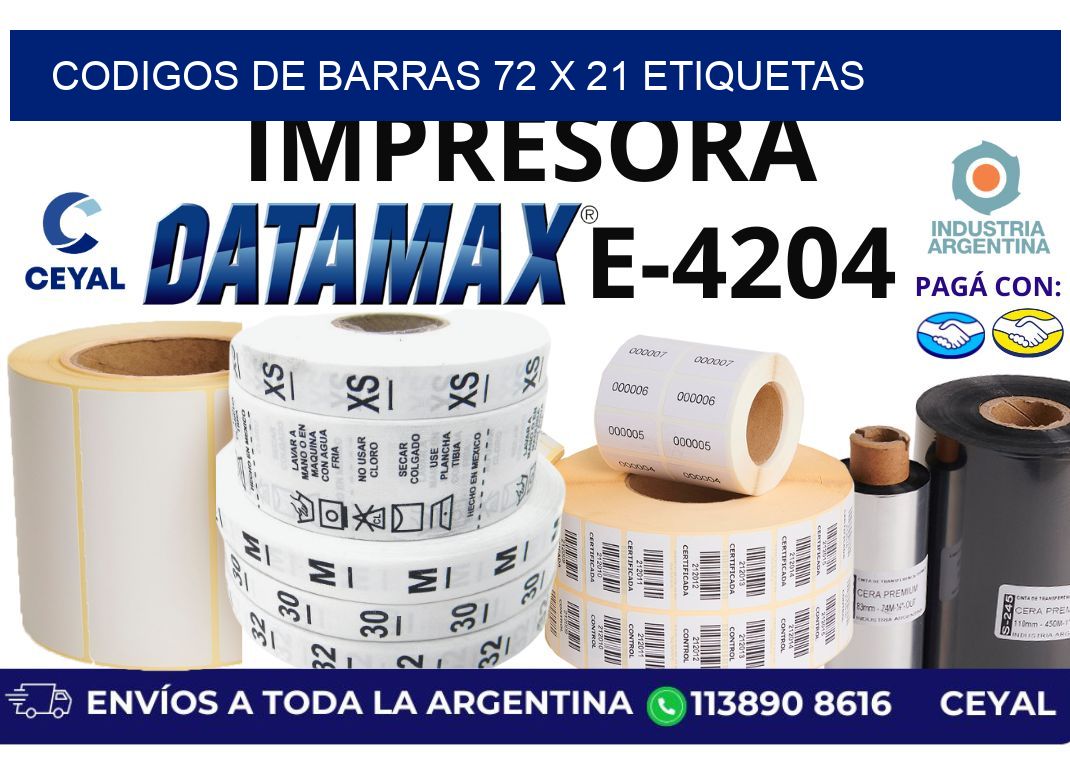 codigos de barras 72 x 21 etiquetas