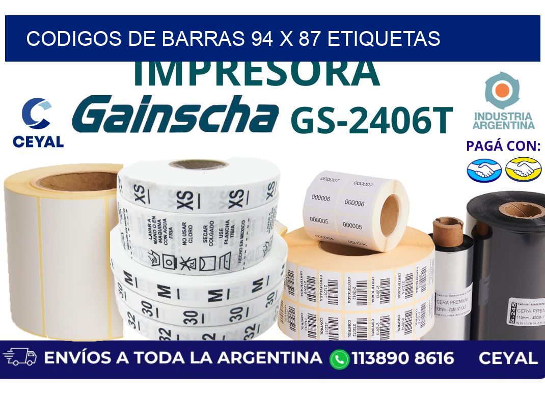 codigos de barras 94 x 87 etiquetas