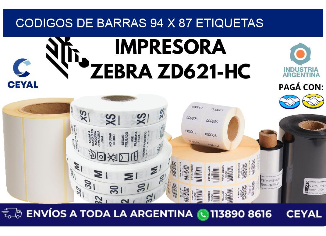 codigos de barras 94 x 87 etiquetas