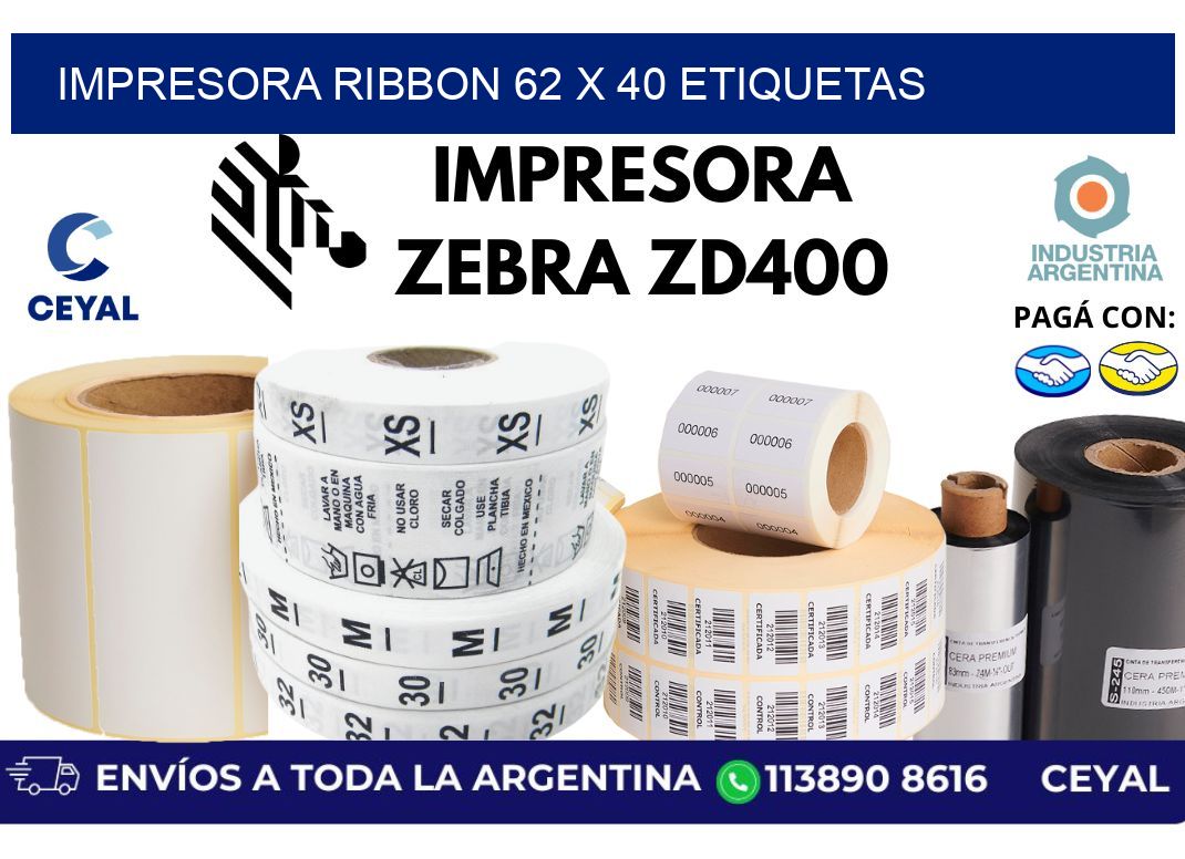 impresora ribbon 62 x 40 etiquetas