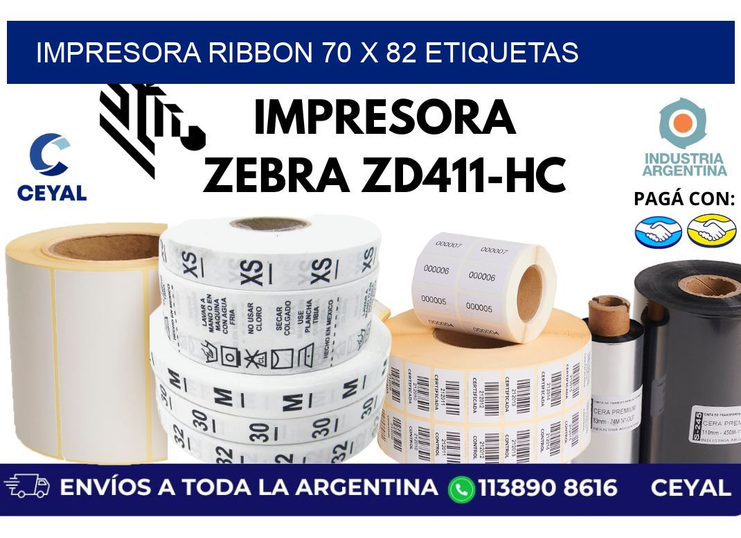 impresora ribbon 70 x 82 etiquetas