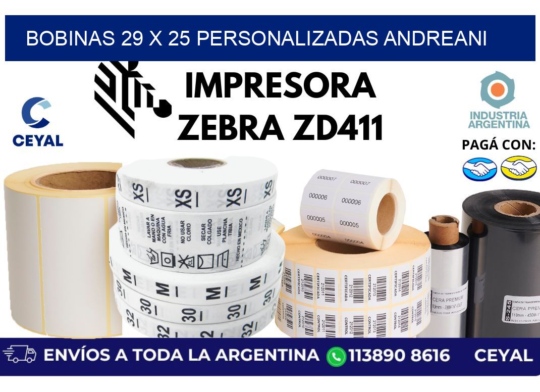bobinas 29 x 25 personalizadas andreani