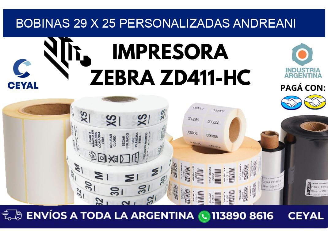 bobinas 29 x 25 personalizadas andreani