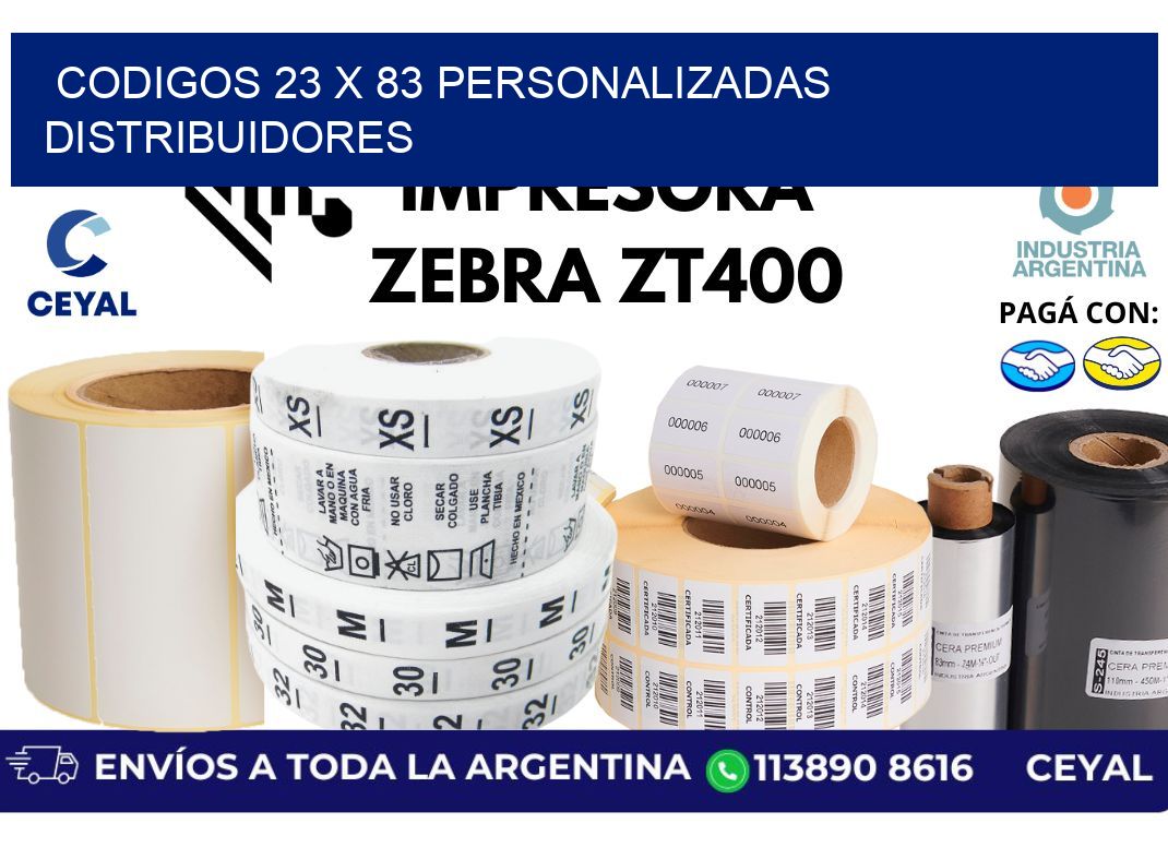 codigos 23 x 83 personalizadas distribuidores