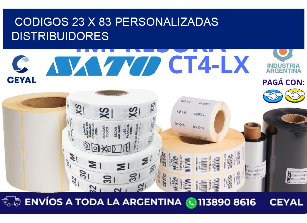 codigos 23 x 83 personalizadas distribuidores